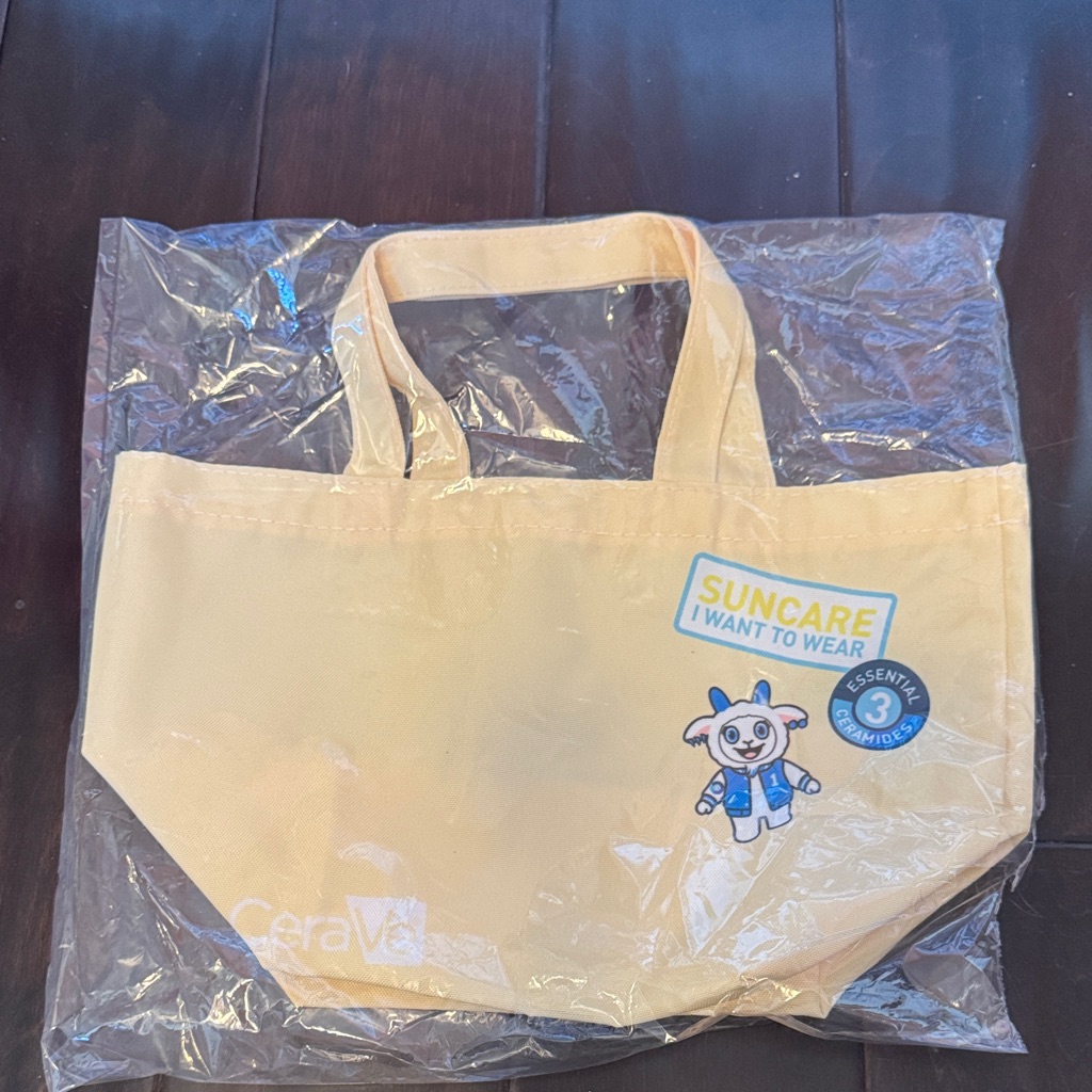 Cerave Suncare Yellow Tote Bag  Cute Character Design